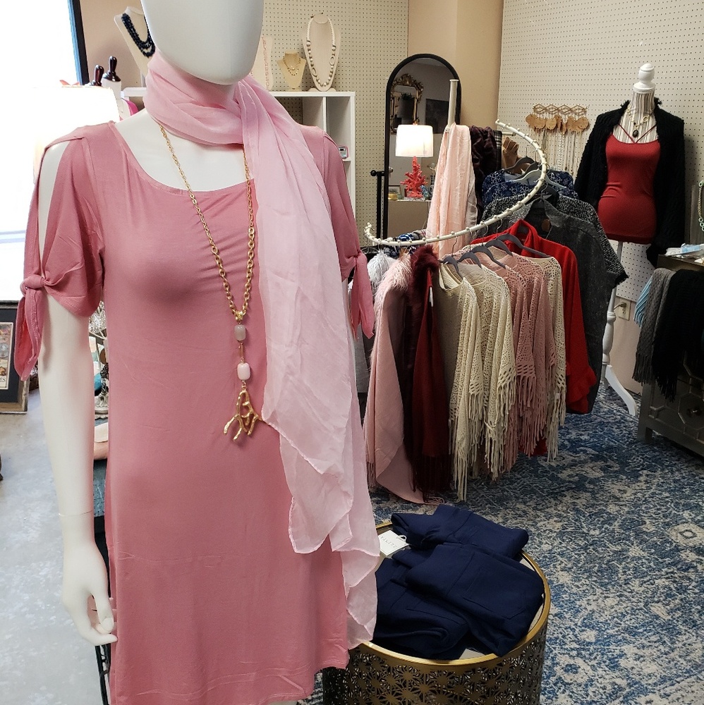 Pink Cold Shoulder Dress